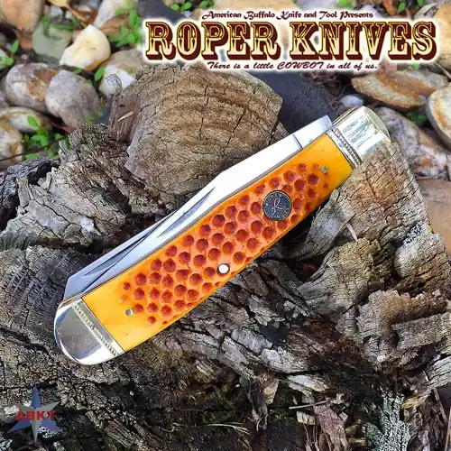 Carbon Jigged Bone Roper Pit Viper Trapper Knife 3.25" Blade