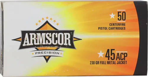 Armscor .45 ACP 230 Grain FMJ Ammo - 50 Rounds per Box, 20 Boxes per Case