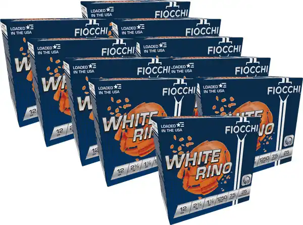 Fiocchi White Rhino 12GA 2.75" 1-1/8oz #7.5 1250FPS 250-Round Case