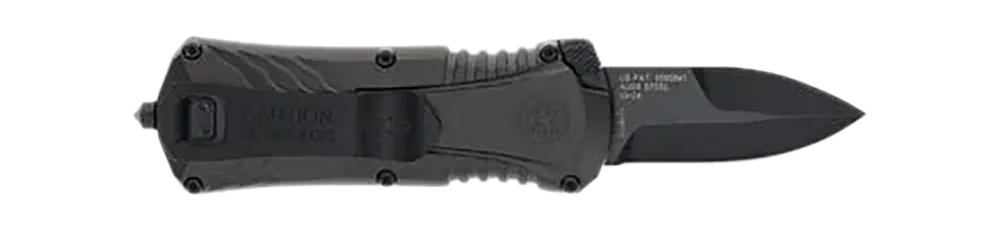 M&P Compact OTF Knife with Black Oxide Blade and Gray/Black Aluminum Handle