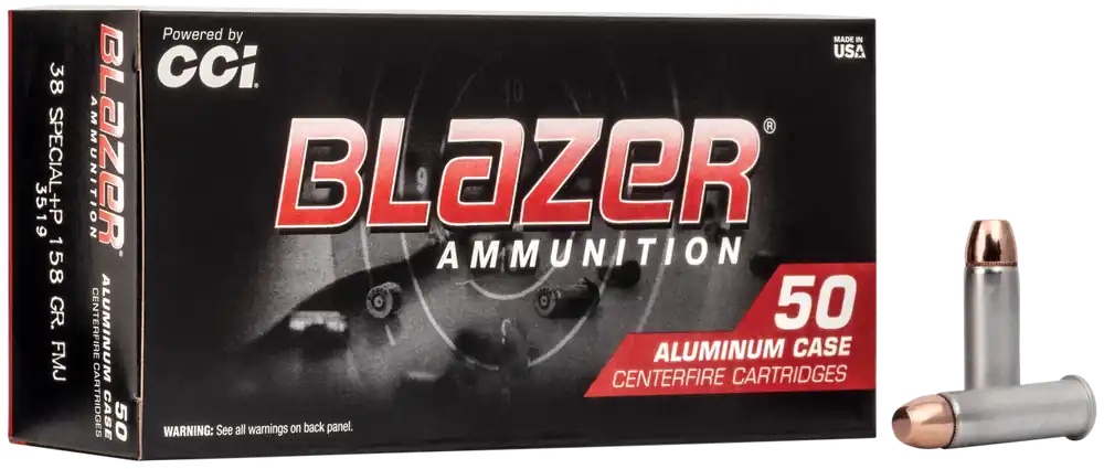 CCI 3519 Blazer 38 Special +P 158gr TMJ Ammo - 50 Rounds/Box, 20 Boxes/Case