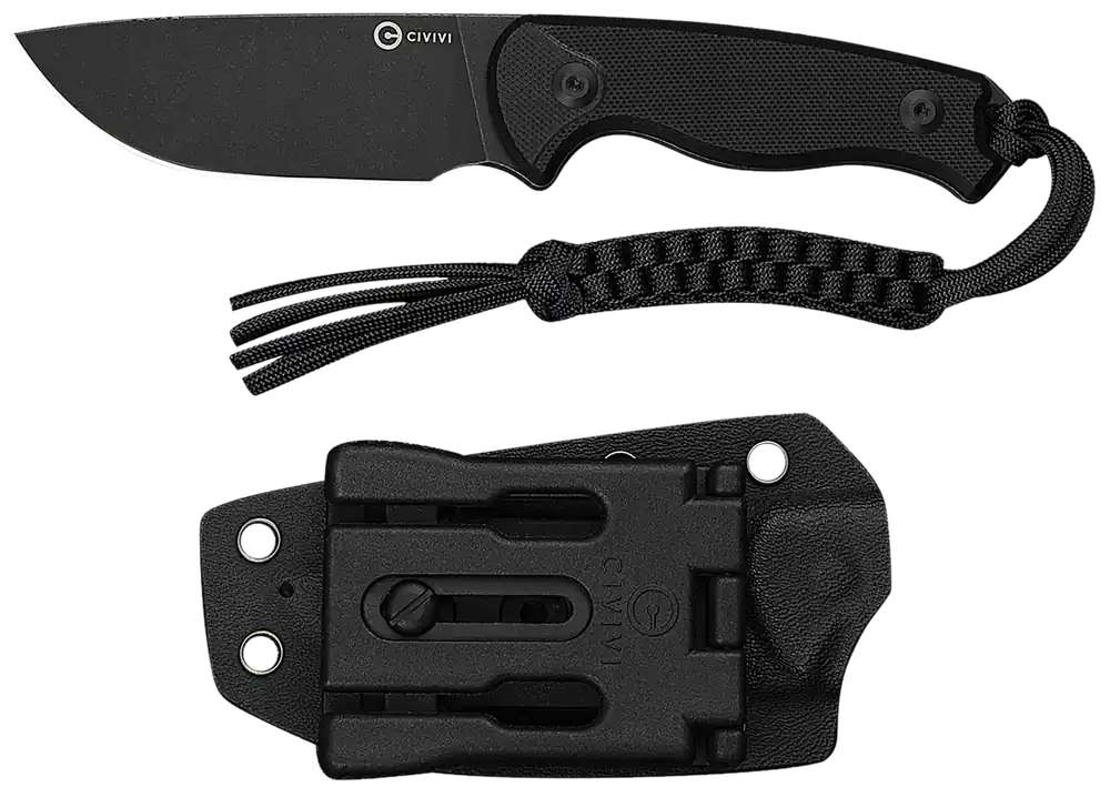 Civivi Timberbark Fixed Blade Knife with Black Stonewashed 14C28N Steel Blade and Textured G10 Handle