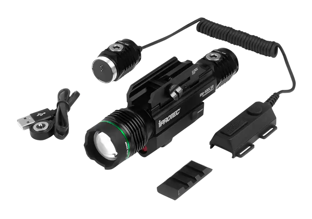 iProtec RM400LSR Firearm Light & Laser Combo - 40/400 Lumens, Green Light, Red Laser