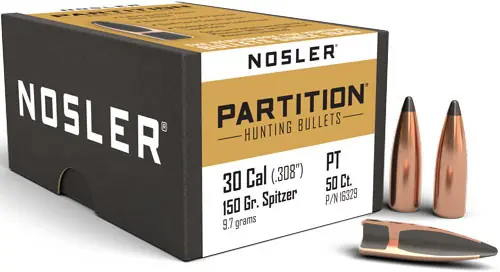 Nosler 150gr Partition Bullets .308 Caliber - 50 Count