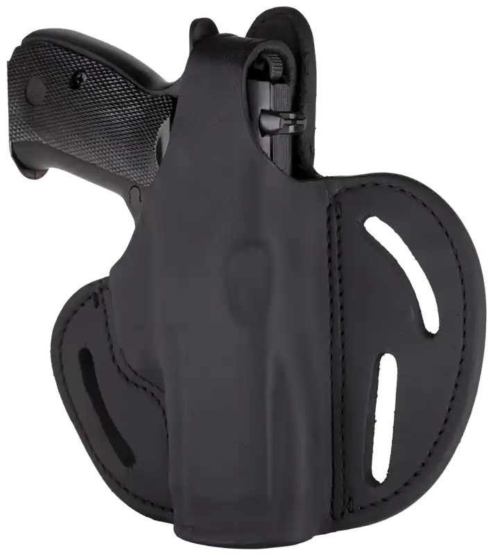 Stealth Black Leather Belt Slide Holster for Glock/S&W M&P Shield - Right Handed