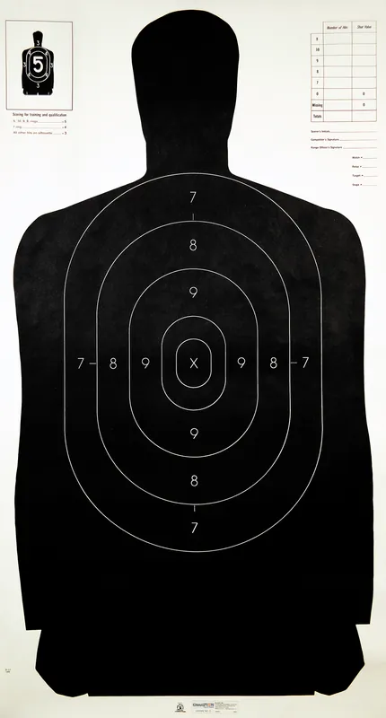 Law Enforcement Silhouette B-27 Paper Targets, Black/White, 100 Pack