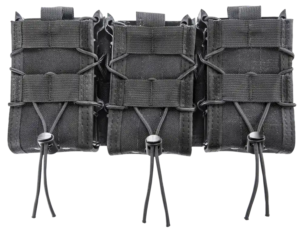High Speed Gear TACO Double Decker Triple Shingle Mag Pouch - Black Nylon, MOLLE Compatible