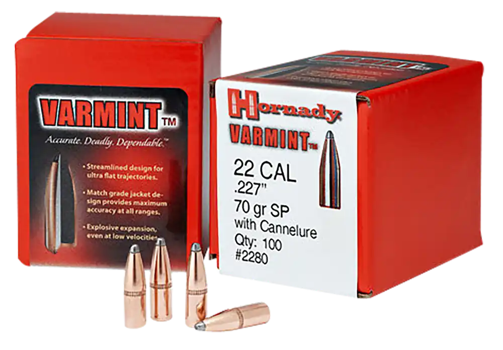 Hornady 2245 Varmint 22 Cal .224 50gr Spire Point - 100/Box, 40/Case