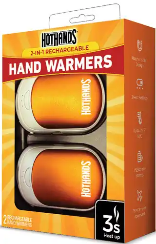 HOTHANDS 2-IN-1 RECHARGEABLE HAND WARMERS - 10 HOUR HEAT