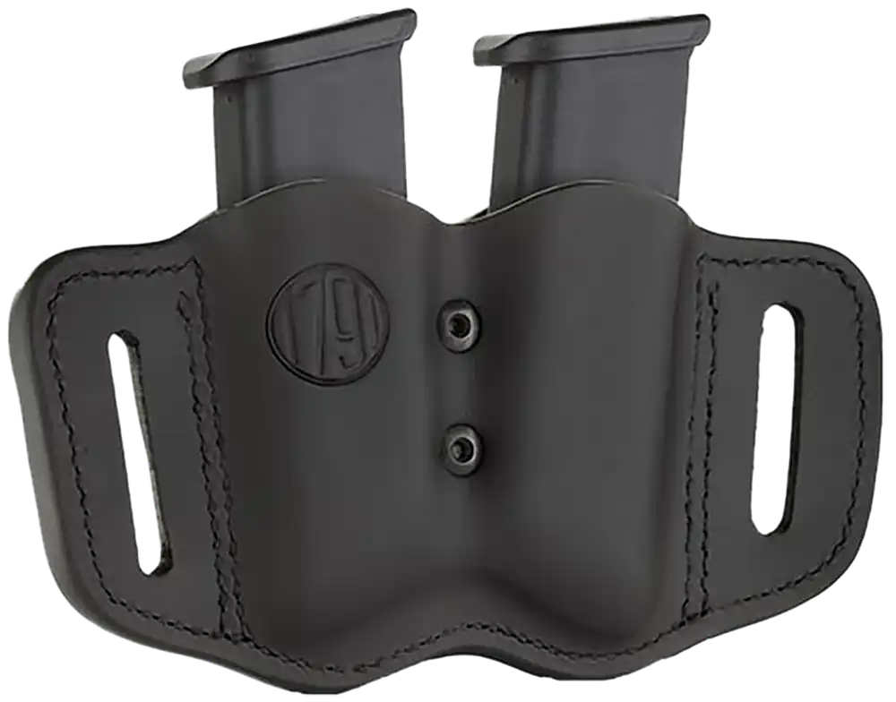 Stealth Black Leather Double Mag Holster for Double Stack - Ambidextrous Belt Slide by 1791 Gunleather