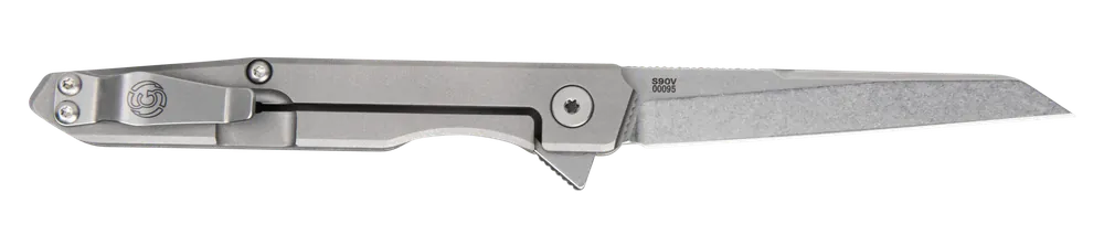 Southern Grind Quill Folding Knife with Stonewashed S90V Blade and Titanium Handle