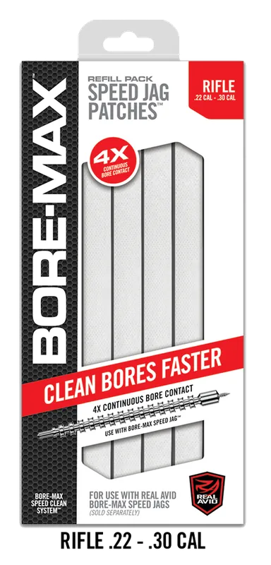 Real Avid Bore-Max Speed Jag Patches Refill for 30/22 Caliber Rifles - 8" Synthetic, 250 Count