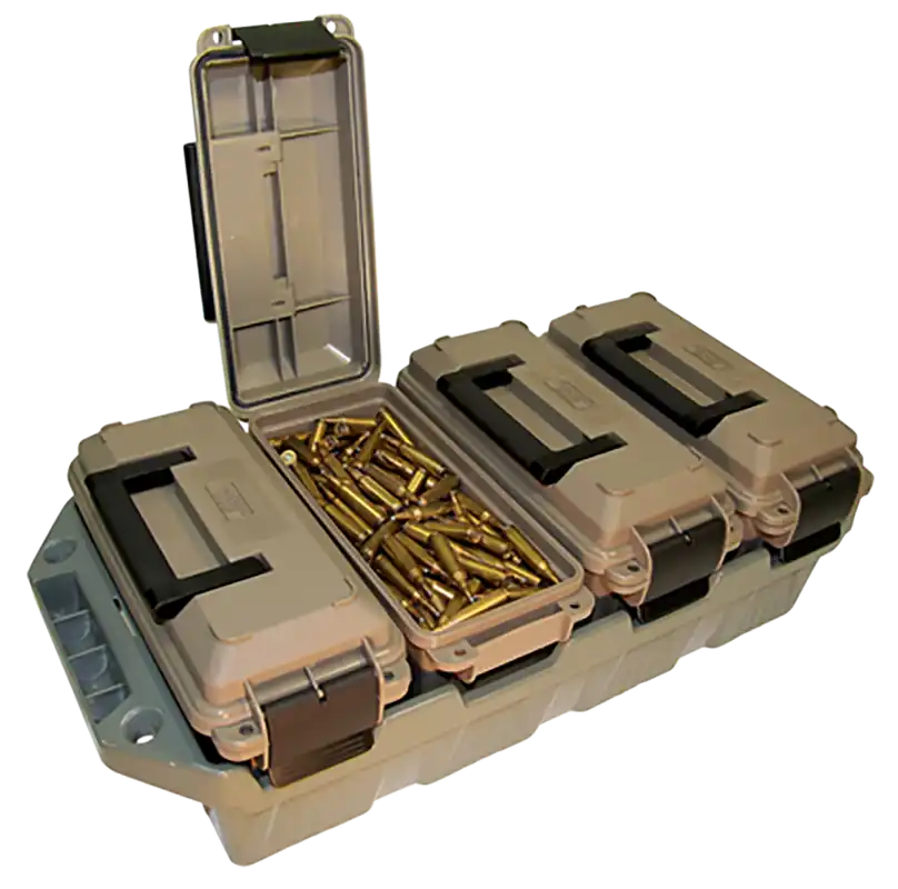 MTM Case-Gard AC4C 4-Can Ammo Crate - 30 Caliber, Dark Earth/Army Green, Polypropylene