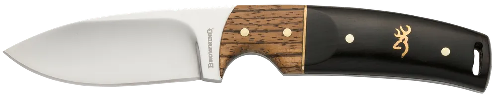 Browning Buckmark Hunter EDC Knife with Mirror Polished Blade and Hardwood Handle