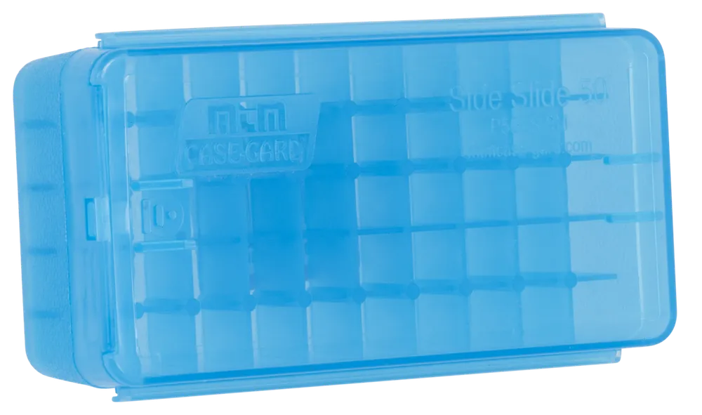 MTM Case-Gard P50SS9M24 Multi-Caliber Handgun Ammo Box - Clear Blue, 50 Rounds