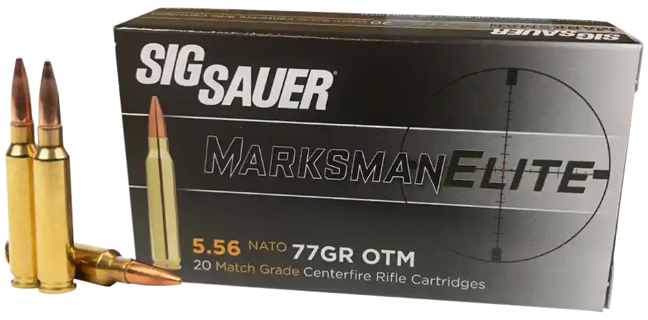 Sig Sauer E556M420 Marksman 5.56x45mm NATO 77gr OTM Ammo - 20 Rounds/Box, 10 Boxes/Case