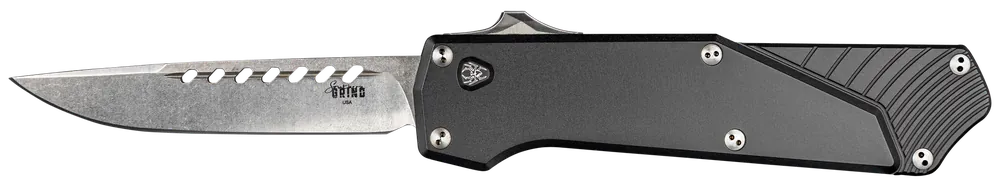 Southern Grind Arachnid OTF Knife, 3.20" S35VN Blade, Black Aluminum Handle