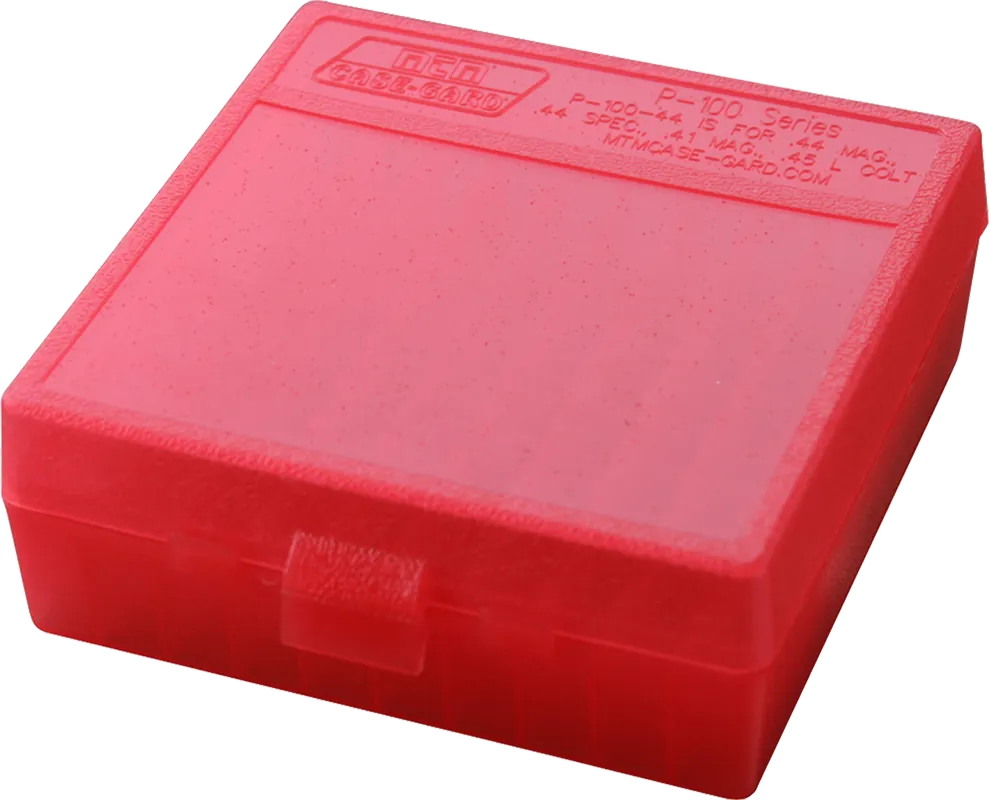 MTM Case-Gard P1004429 100-Round Multi-Caliber Ammo Box - Clear Red