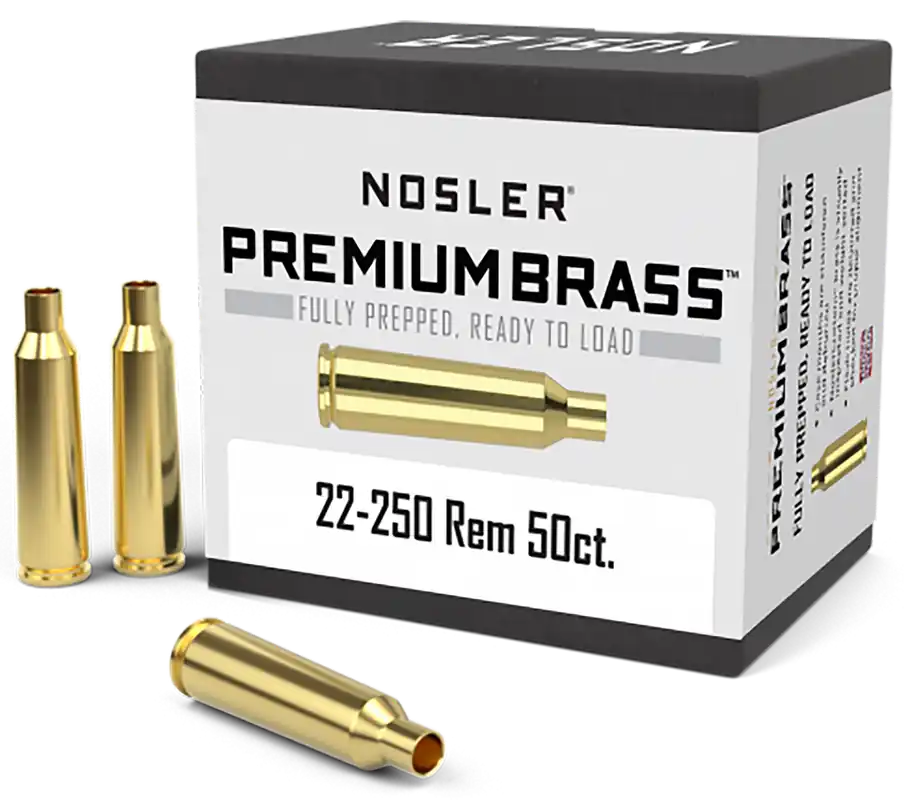 Nosler Premium 22-250 Rem Unprimed Rifle Brass - 50 Count