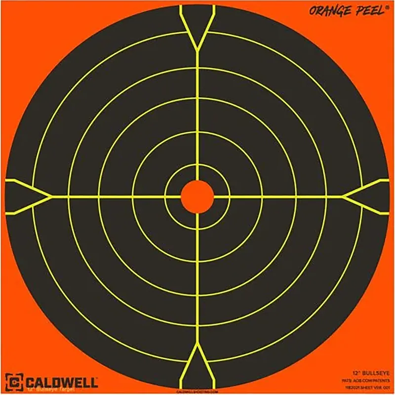 Caldwell 1166108 Black/Orange Bullseye Self-Adhesive Paper Targets, 25 Pack