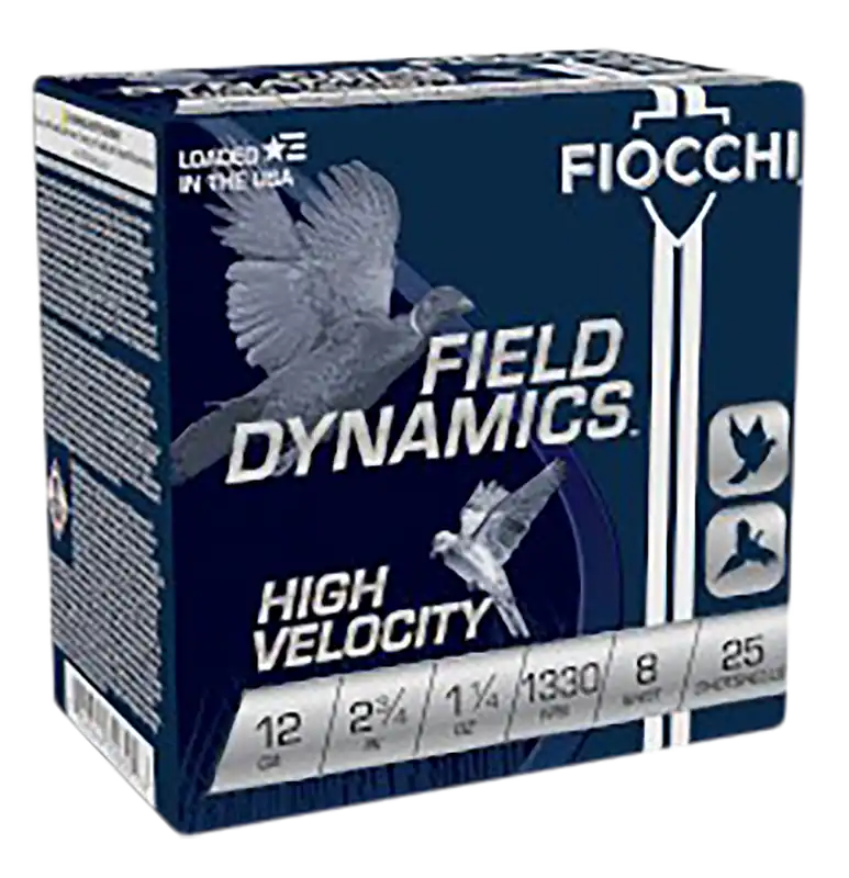 Fiocchi Field Dynamics 12 Gauge High Velocity 8 Shot Ammunition - 25 Rounds per Box