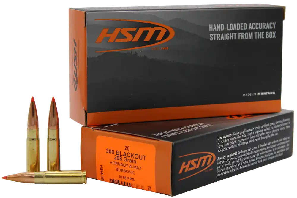 HSM 300 Blackout 208gr Hornady A-Max Match Ammo - 20 Rounds per Box