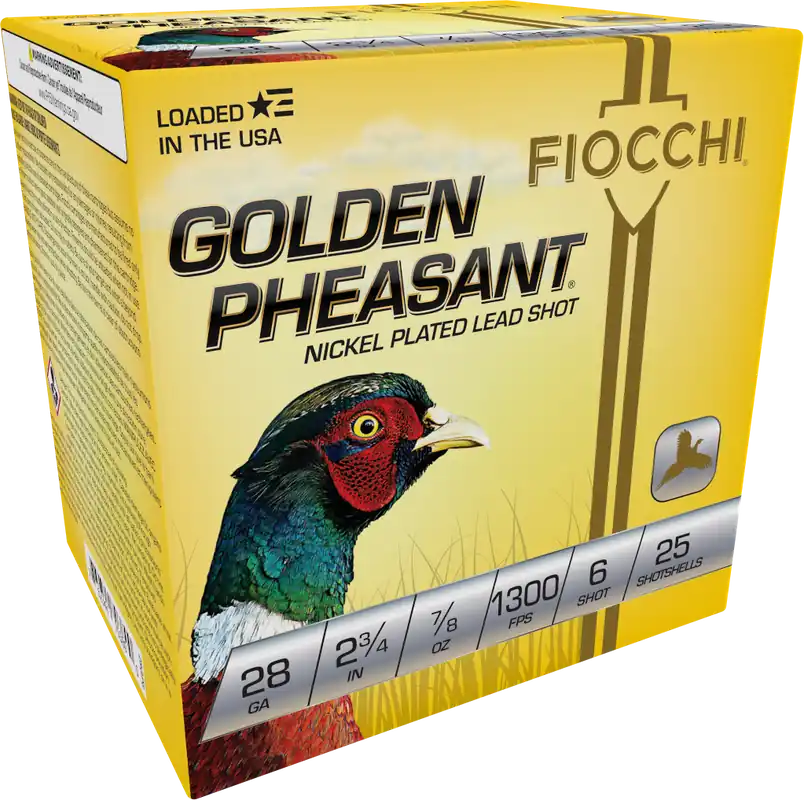 Fiocchi Golden Pheasant Extrema 28 Gauge 6 Shot Ammunition - 25 Rounds per Box