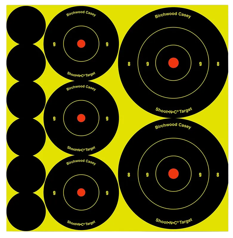 Birchwood Casey Shoot-N-C Reactive Target Variety Pack - 132 Self-Adhesive Bullseye Targets