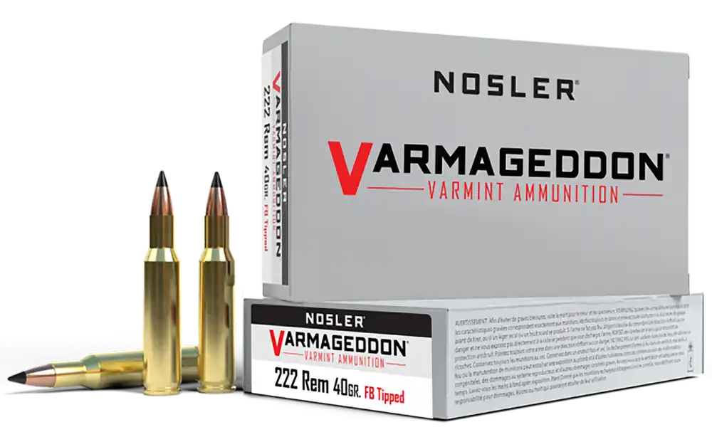 Nosler Varmageddon .222 Rem 40gr Flat Base Tipped Ammo - 20 Rounds