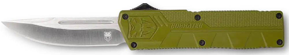 CobraTec Knives OD Green Lightweight OTF Knife with 3.25" D2 Steel Blade and Pocket Clip