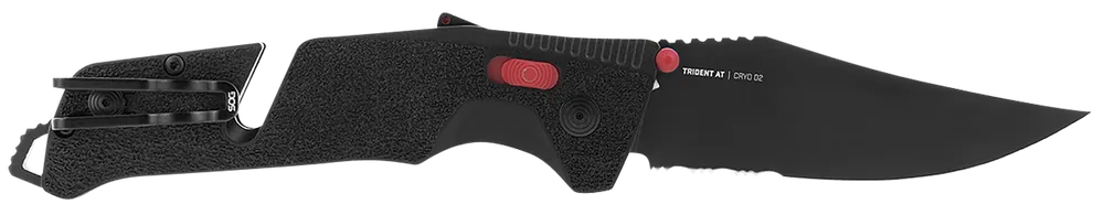 SOG Trident AT Folding Knife with Part Serrated Blade and Emergency Tools
