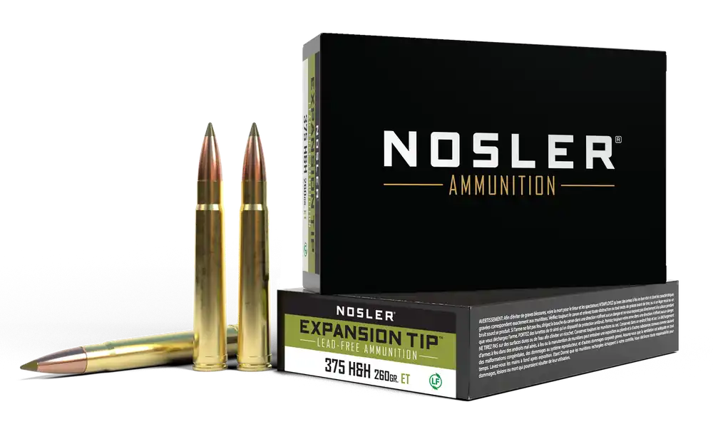 Nosler 40395 E-Tip 375 H&H Mag 260gr Boat Tail Ammo - 20/Box