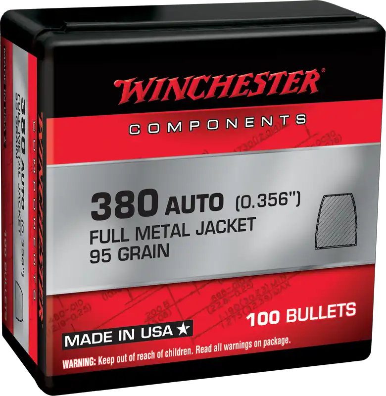 Winchester 380ACP 95gr FMJ Ammo - 100 Rounds Per Box