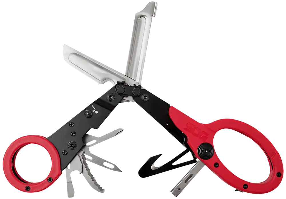 SOG ParaShears Multi-Tool with 11 Functions and Red 3Cr13MoV Stainless Steel Blade