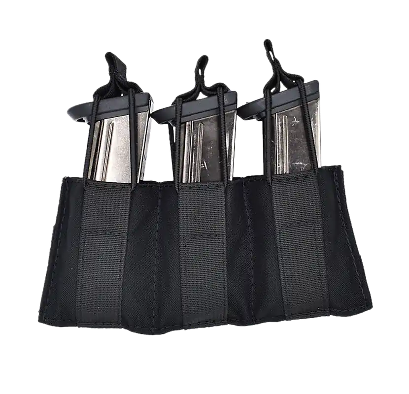 Tacshield T3608BK Speed Load Triple Pistol Pouch - Black 1000D Nylon