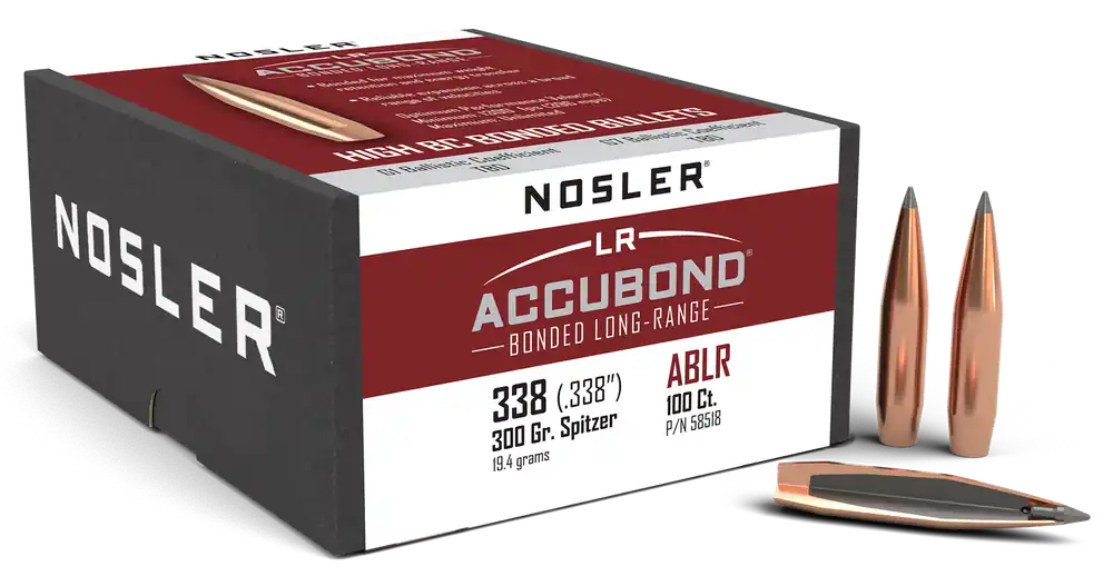 Nosler AccuBond Long Range 338 Caliber 300 Grain Spitzer 100 Count Box