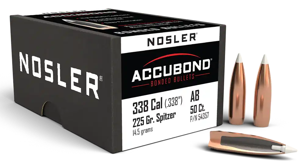 Nosler AccuBond .338 Caliber 225 Grain Spitzer Bullets - Box of 50