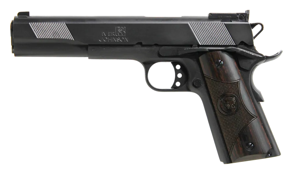 Iver Johnson Eagle XL 10mm Auto Pistol, 6" Barrel, Black Cerakote Slide, Blued Frame, Walnut Grip