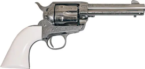 Engraved Nickel/Ivory Cimarron Frontier 4.75" .45 LC Revolver