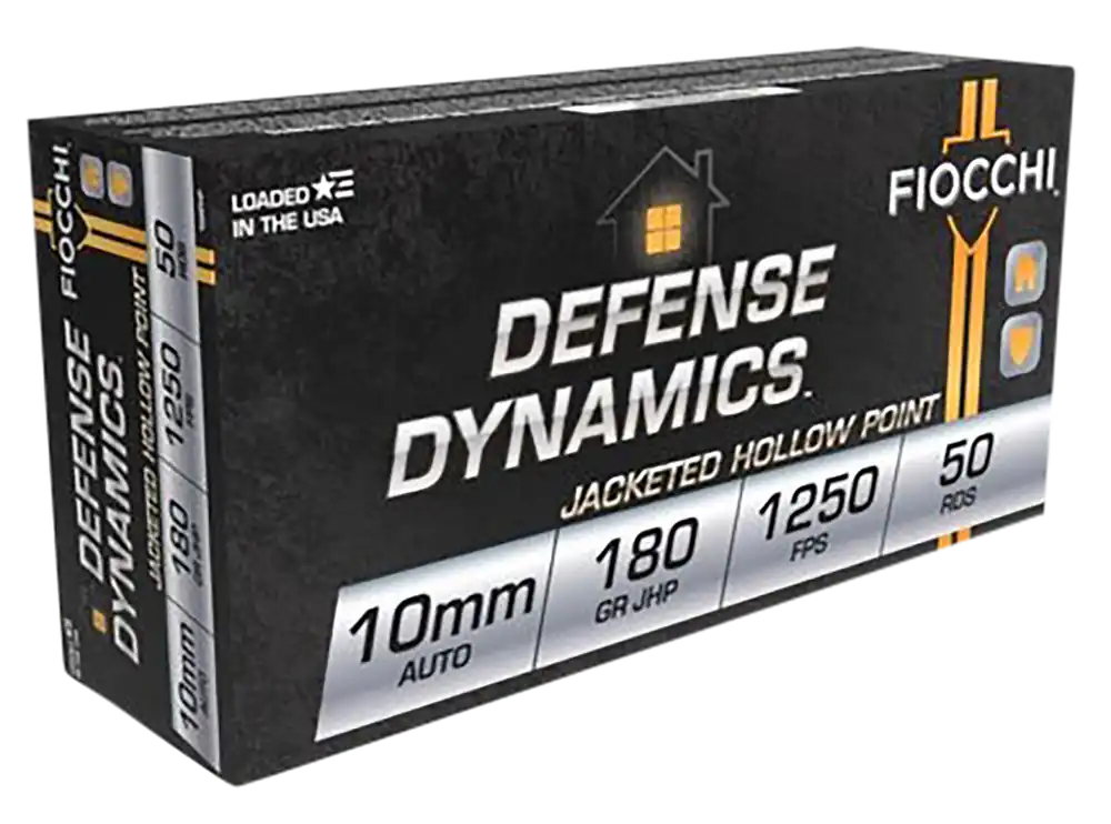 Fiocchi Defense Dynamics 10mm Auto 180gr JHP - 50 Rounds/Box, 10 Boxes/Case