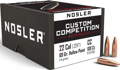 Nosler 69GR HP-BT Custom Competition Bullets .224 Caliber - 100 Count