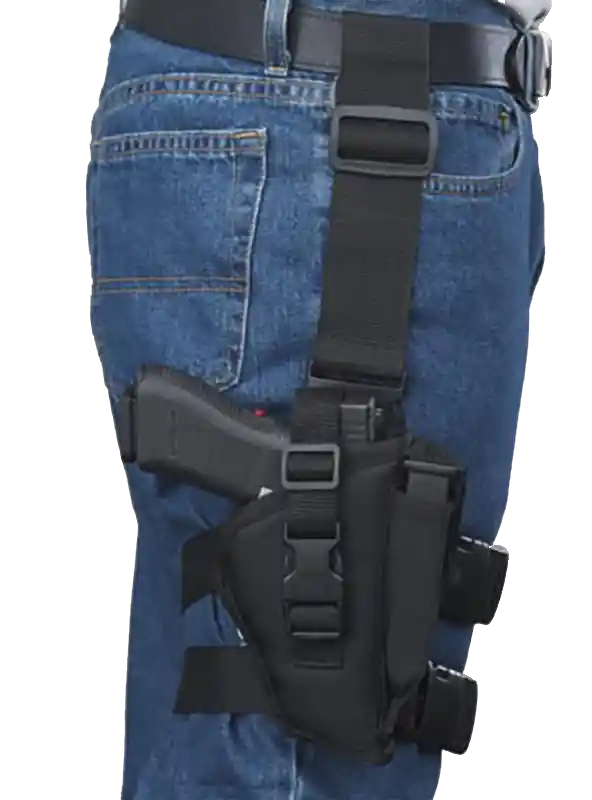 Bulldog WTAC8R Tactical Leg Holster for Large Semi-Auto, 3.50-5" Barrel, Right Hand, Black Knit