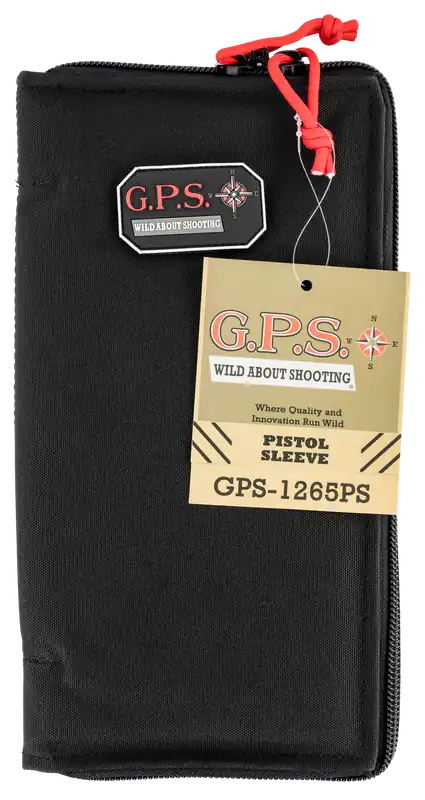 GPS 1265PS Large Black Nylon Pistol Sleeve with Locking Zippers