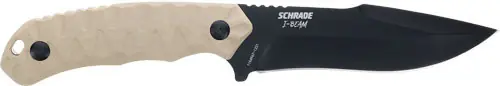 SCHRADE I-BEAM 5" FIXED BLADE KNIFE WITH AUS-8 BLACK/FDE G10 HANDLES