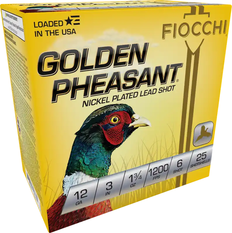 Fiocchi Golden Pheasant 12 Gauge 3" 6 Shot Ammo - 25 Rounds Per Box