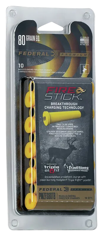 Federal Premium PMZFS80T8 Fire Stick Muzzleloader 50Cal 80gr - 10 Pack for Traditions Nitro