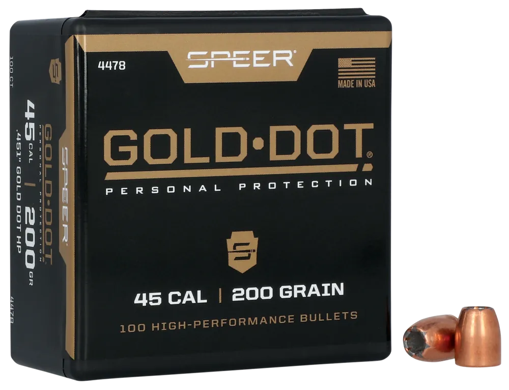 Speer Gold Dot 45Cal 200gr HP Ammo - 100/Box, 5/Case