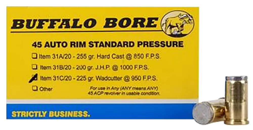 Buffalo Bore 45Auto Rim 225gr Wadcutter Ammo - 20/Box