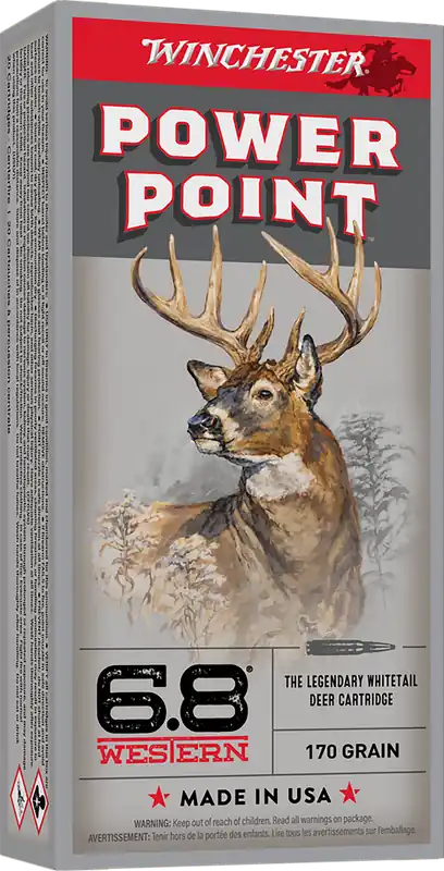 Winchester Ammo Power-Point 6.8 Western 170gr - 20 Rounds per Box, 10 Boxes per Case