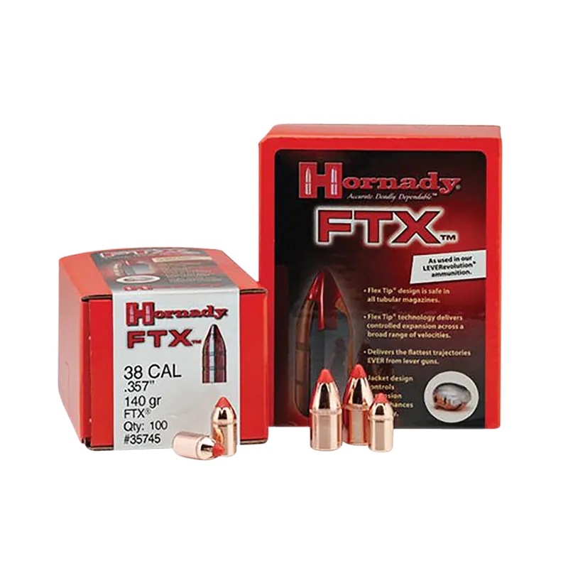 Hornady FTX .357 140gr Flex Tip Expanding Bullets - 100/Box